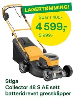 Felleskjøpet Stiga Collector 48 S AE sett batteridrevet gressklipper tilbud