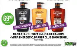 Kiwi MEN EXPERT HYDRA ENERGETIC CARBON, HYDRA ENERGETIC, BARBER CLUB SHOWER GEL tilbud