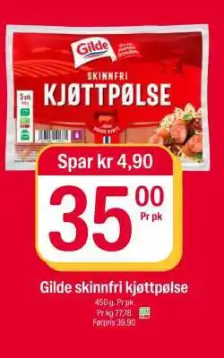Coop Extra GILDE SKINNFRI KJØTTPØLSE tilbud