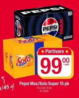 Coop Extra Pepsi Max/Solo Super 15 pk tilbud