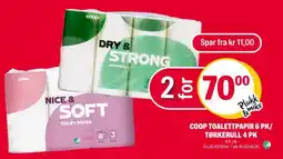 Coop Extra COOP TOALETTPAPIR 6 PK/ TØRKERULL 4 PK tilbud