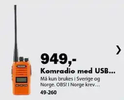 Biltema Komradio med USB tilbud