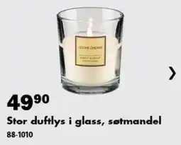 Biltema Stor duftlys i glass, søtmandel tilbud