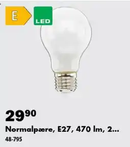 Biltema Normalpære, E27, 470 lm, 2... tilbud