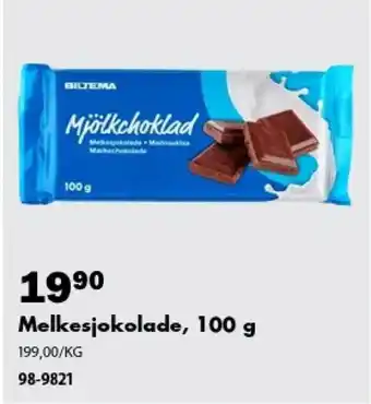 Biltema melkesjokolade