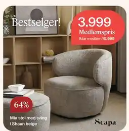 Møbelringen Mia stol med sving i Shaun beige tilbud