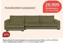Møbelringen Maemo Pocket 4-seter med divan tilbud