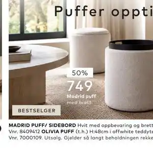 Skeidar MADRID PUFF/ SIDEBORD tilbud