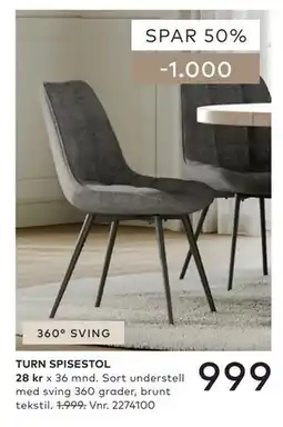 Skeidar TURN SPISESTOL tilbud