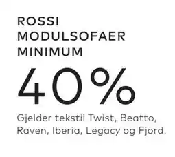 Skeidar ROSSI MODULSOFAER MINIMUM 40% tilbud