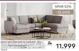 Skeidar OSLO U-SOFA ÅPEN ENDE OG SJESELONG tilbud