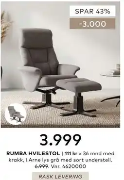 Skeidar RUMBA HVILESTOL tilbud