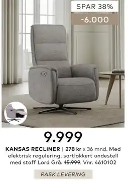 Skeidar KANSAS RECLINER tilbud