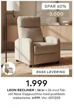 Skeidar LEON RECLINER tilbud