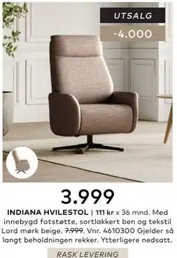 Skeidar INDIANA HVILESTOL tilbud