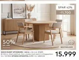 Skeidar WAVE RUNDT SPISEBORD tilbud
