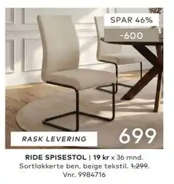 Skeidar RIDE SPISESTOL tilbud