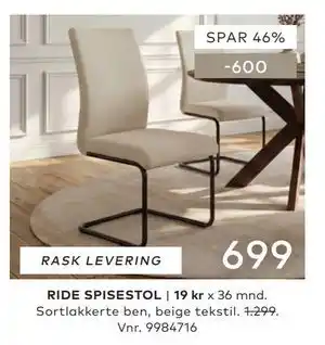 Skeidar RIDE SPISESTOL tilbud