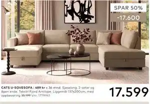 Skeidar CATS U-SOVESOFA tilbud