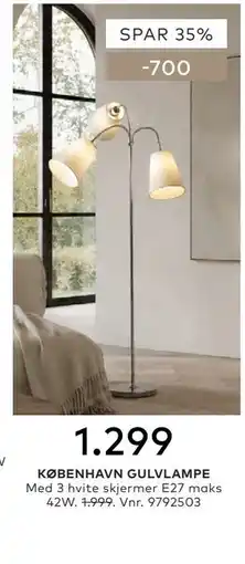 Skeidar KØBENHAVN GULVLAMPE tilbud