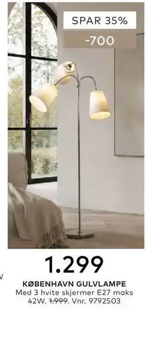 Skeidar KØBENHAVN GULVLAMPE tilbud