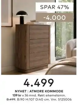 Skeidar NYHET | ATMORE KOMMODE tilbud