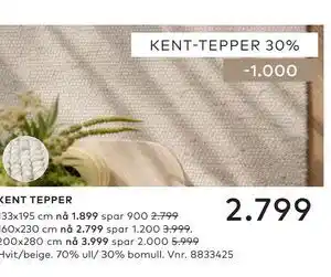 Skeidar KENT TEPPER tilbud