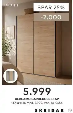 Skeidar BERGAMO GARDEROBESKAP tilbud