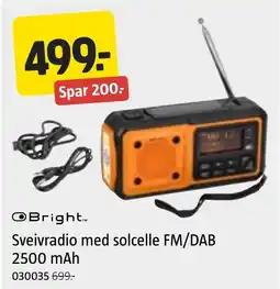 Jula Bright Sveivradio med solcelle FM/DAB tilbud