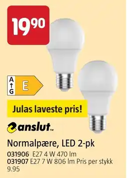 Jula anslut Normalpære, LED 2-pk tilbud