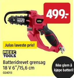 Jula Meec tools batteridrevet grensag 18 v 6"/15,6 cm tilbud