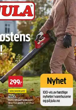 Jula Meec Tools Batteridrevet løvblåser tilbud