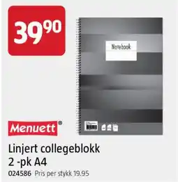 Jula Menuett Linjert collegeblokk tilbud