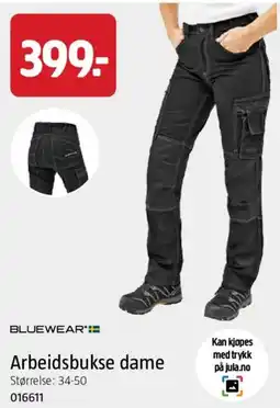 Jula Bluewear arbeidsbukse dame tilbud