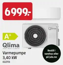 Jula Qlima varmepumpe tilbud