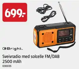 Jula O Bright sveivradio med solcelle fm/dab 2500 mah tilbud