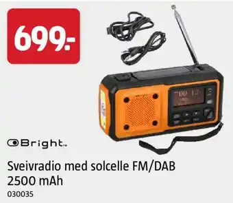O Bright sveivradio med solcelle fm/dab 2500 mah