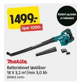 Jula Batteridrevet løvblåser 18 V 3,2 m³/min 3,0 Ah tilbud