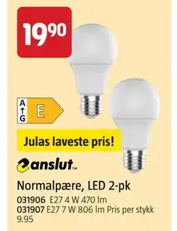 Jula anslut Normalpære, LED 2-pk tilbud