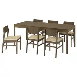 IKEA Tonstad / skansnÄs Bord og 6 stoler, brunbeiset eikefiner/brun bøk, 200x85 cm tilbud
