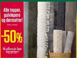 Europris Alle tepper, gulvløpere og dørmatter tilbud