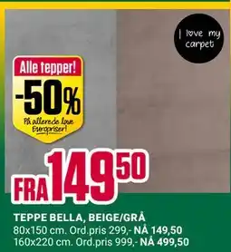 Europris TEPPE BELLA, BEIGE/GRÅ tilbud