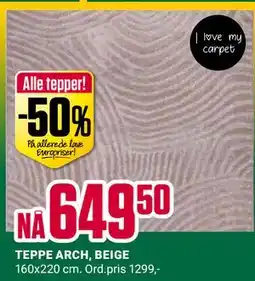 Europris TEPPE ARCH, BEIGE tilbud