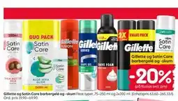 Rusta Gillette og Satin Care barbergelé og -skum tilbud