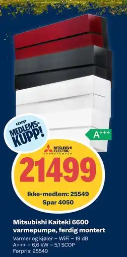 Obs Bygg Mitsubishi Kaiteki 6600 varmepumpe, ferdig montert tilbud