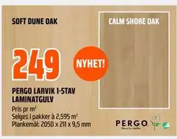 Obs Bygg PERGO LARVIK 1-STAV LAMINATGULV tilbud