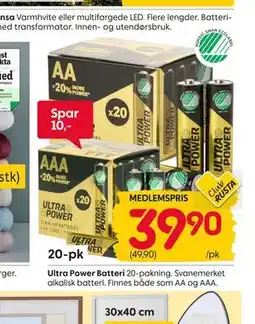 Rusta Ultra Power Batteri, Medlemspris tilbud