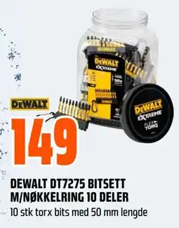 Obs Bygg DEWALT DT7275 BITSETT M/NØKKELRING 10 DELER tilbud