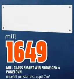 Obs Bygg MILL GLASS SMART WIFI 500W GEN 4 PANELOVN tilbud