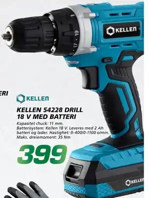 KELLEN 54228 DRILL 18 V MED BATTERI